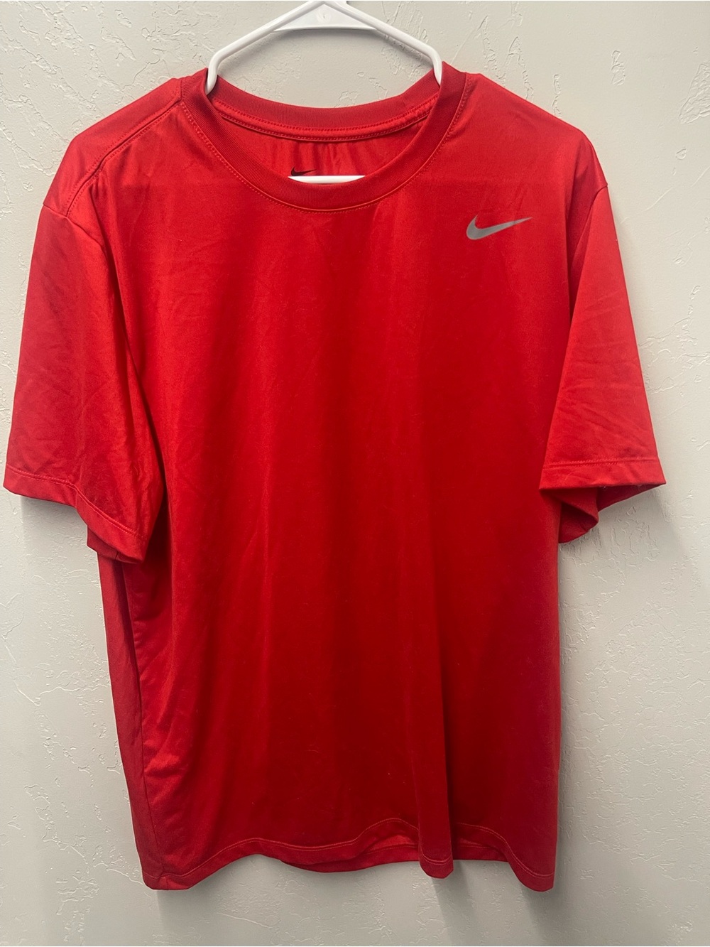 Nike Red Short Sleeve Athletic Tee with Silver Swoosh